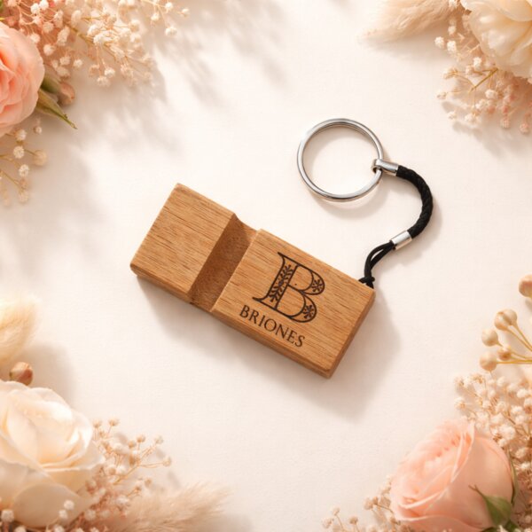 Mini Wooden Cell Phone Holder Keyring Thumbnail