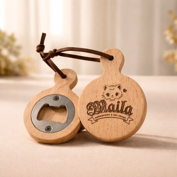 Wooden Magnet Bottle Opener Circle Thumbnail
